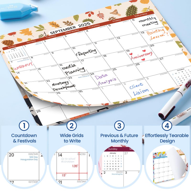 POIKSHARK 2025-2026 Magnetic Calendar for Refrigerator with 2 Pack Magnetic Note Pad for Fridge  2 Year from January 2025 to December 2026 with Seasonal Patterns  Aesthetic Magnet Wall Calendar - 11 ' '*8.5 ' ' - Image 2